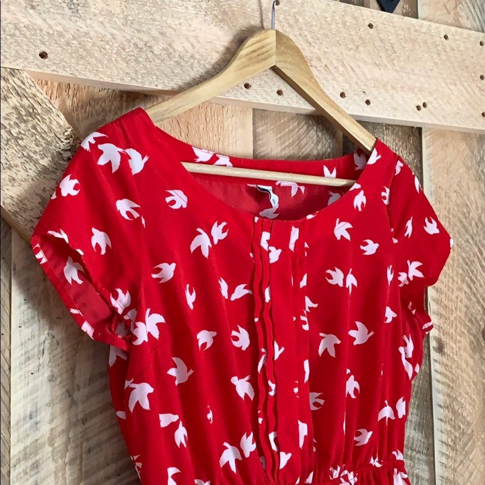 Old navy red bird dress small